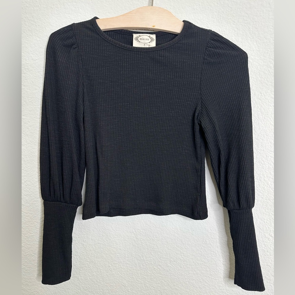 JOYFOLIE | Lynne Rib Top in Black | Child Size 8| New with Tags